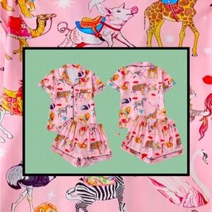 Women's Pink Whimsical Satin Pajamas Freaking Adorable! Look at the Print!!